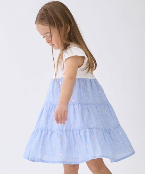 petit main / プティマイン ミニ丈・ひざ丈ワンピース | 【リンク】ハート刺しゅうドッキングワンピース | 詳細1