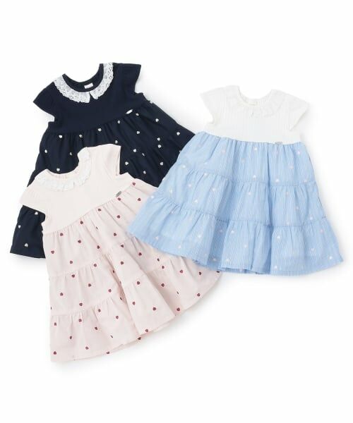 petit main / プティマイン ミニ丈・ひざ丈ワンピース | 【リンク】ハート刺しゅうドッキングワンピース | 詳細14