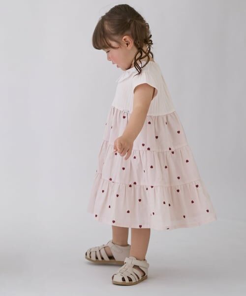 petit main / プティマイン ミニ丈・ひざ丈ワンピース | 【リンク】ハート刺しゅうドッキングワンピース | 詳細3