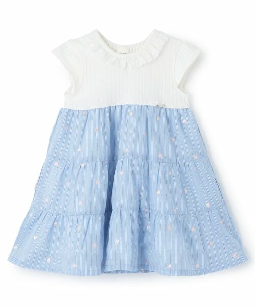 petit main / プティマイン ミニ丈・ひざ丈ワンピース | 【リンク】ハート刺しゅうドッキングワンピース | 詳細4