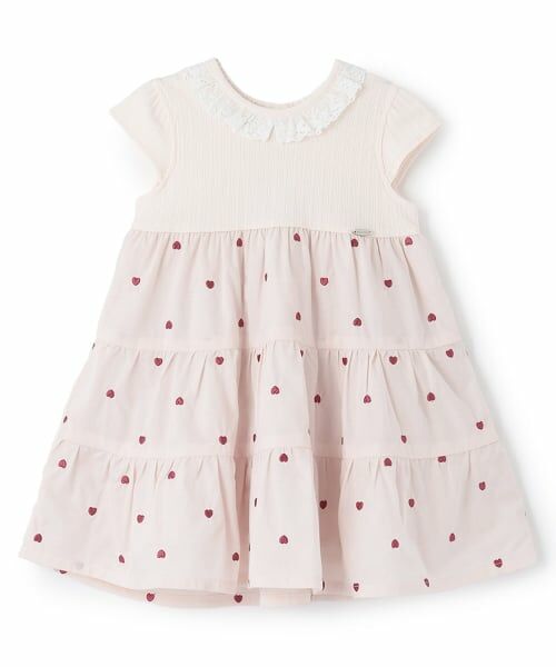 petit main / プティマイン ミニ丈・ひざ丈ワンピース | 【リンク】ハート刺しゅうドッキングワンピース | 詳細5
