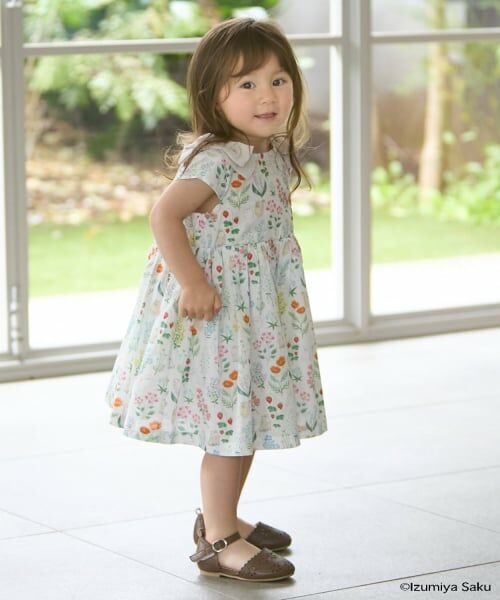 petit main / プティマイン ミニ丈・ひざ丈ワンピース | 【泉屋 サク】【リンク】肩リボンフラワーキャットワンピース | 詳細1