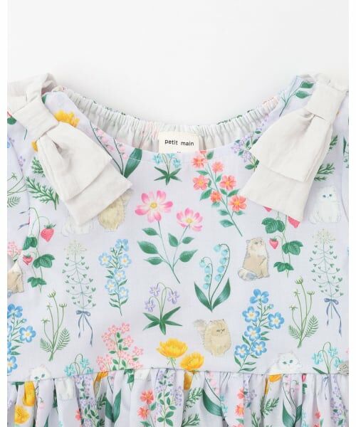 petit main / プティマイン ミニ丈・ひざ丈ワンピース | 【泉屋 サク】【リンク】肩リボンフラワーキャットワンピース | 詳細10