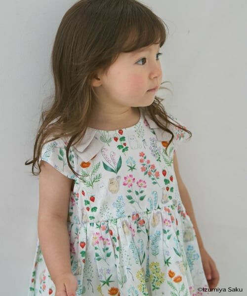 petit main / プティマイン ミニ丈・ひざ丈ワンピース | 【泉屋 サク】【リンク】肩リボンフラワーキャットワンピース | 詳細4