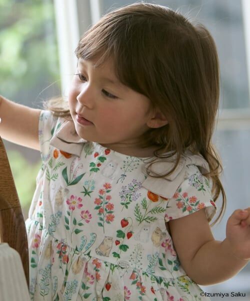 petit main / プティマイン ミニ丈・ひざ丈ワンピース | 【泉屋 サク】【リンク】肩リボンフラワーキャットワンピース | 詳細5