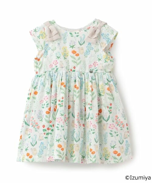 petit main / プティマイン ミニ丈・ひざ丈ワンピース | 【泉屋 サク】【リンク】肩リボンフラワーキャットワンピース | 詳細7