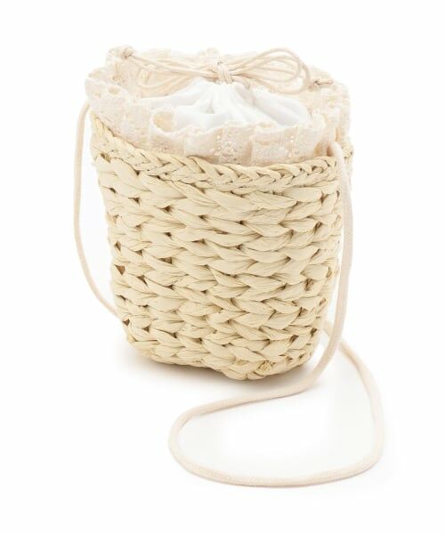 petit main / プティマイン ショルダーバッグ | レースつきペーパーポシェット（薄ベージュ）