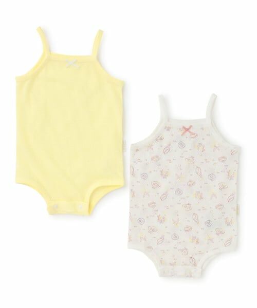 petit main / プティマイン ロンパース | 【弱酸性】メッシュキャミロンパース（黄）