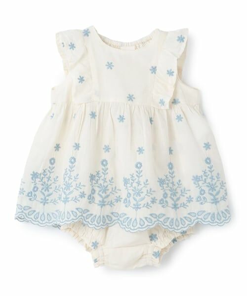 petit main / プティマイン ベビー・キッズウエア | 【リンク】インド綿エンブロイダリーセットアップ（アイボリー）