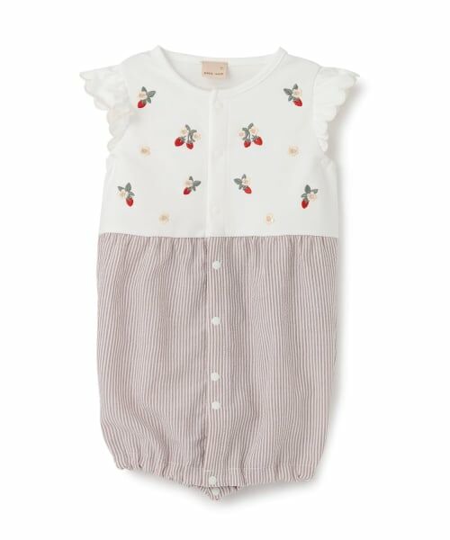 petit main / プティマイン ロンパース | フルーツ刺しゅう2wayオール（オフ ホワイト）