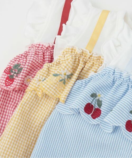 petit main / プティマイン ロンパース | 胸フリルフルーツカバーオール | 詳細4