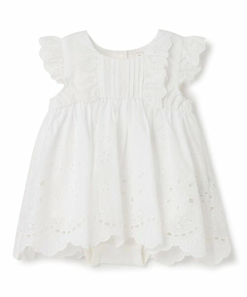 petit main / プティマイン ロンパース | 【リンク】オーバーレースOPロンパース（オフ ホワイト）