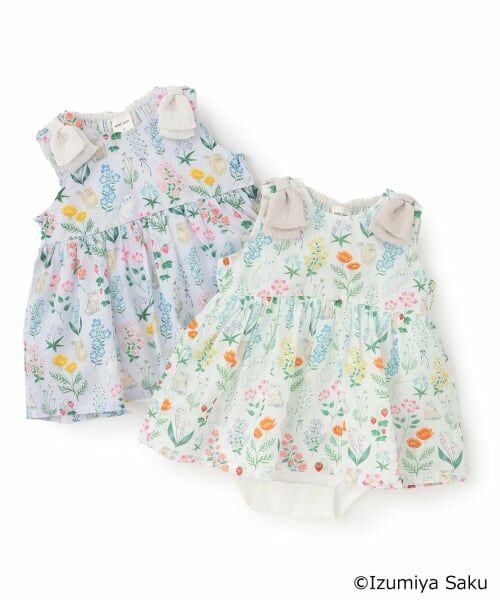 petit main / プティマイン ロンパース | 【泉屋 サク】【リンク】肩リボンフラワーOPロンパース | 詳細10