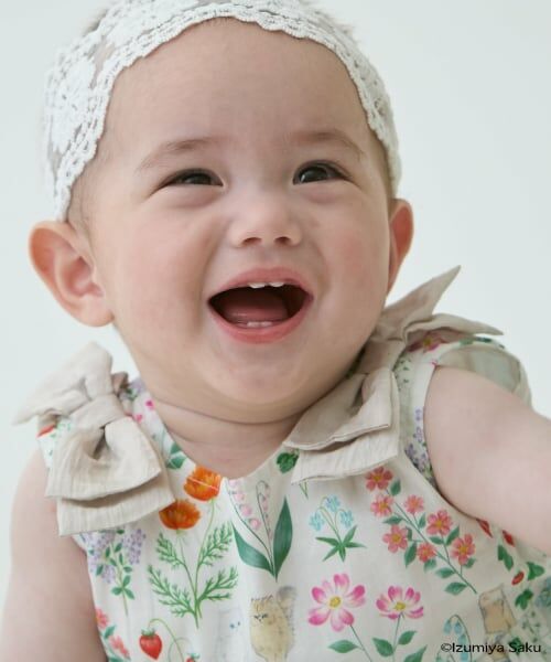 petit main / プティマイン ロンパース | 【泉屋 サク】【リンク】肩リボンフラワーOPロンパース | 詳細2