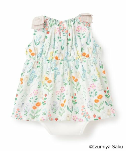 petit main / プティマイン ロンパース | 【泉屋 サク】【リンク】肩リボンフラワーOPロンパース | 詳細5