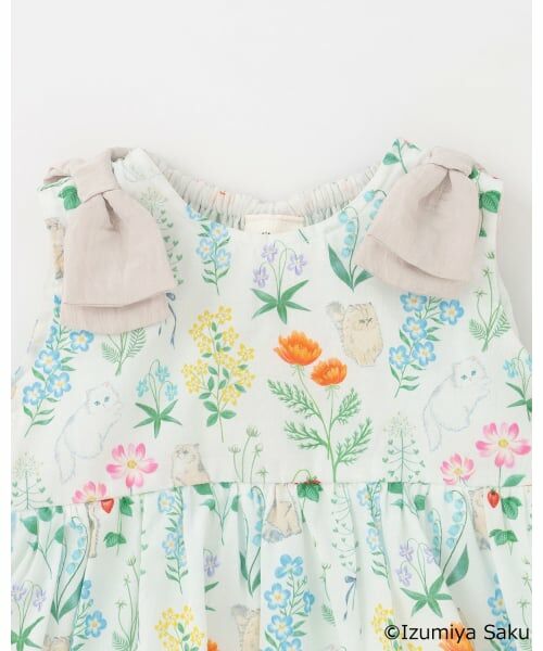 petit main / プティマイン ロンパース | 【泉屋 サク】【リンク】肩リボンフラワーOPロンパース | 詳細6