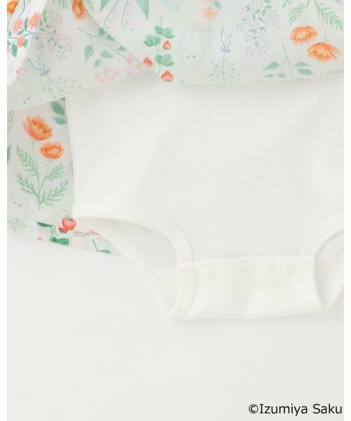 petit main / プティマイン ロンパース | 【泉屋 サク】【リンク】肩リボンフラワーOPロンパース | 詳細8
