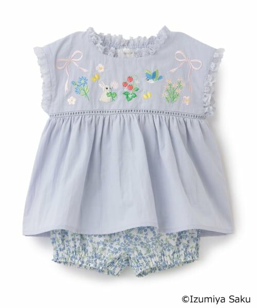 petit main / プティマイン ベビー・キッズウエア | 【泉屋 サク】モチーフ刺しゅうセットアップ | 詳細2