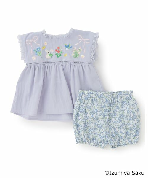 petit main / プティマイン ベビー・キッズウエア | 【泉屋 サク】モチーフ刺しゅうセットアップ | 詳細4