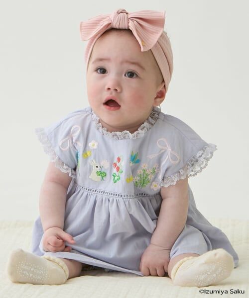 petit main / プティマイン ベビー・キッズウエア | 【泉屋 サク】モチーフ刺しゅうセットアップ（モデレート ブルー）