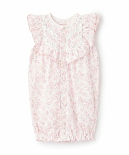 petit main / プティマイン ロンパース | 花柄フリル2wayオール（ライト ピンク）