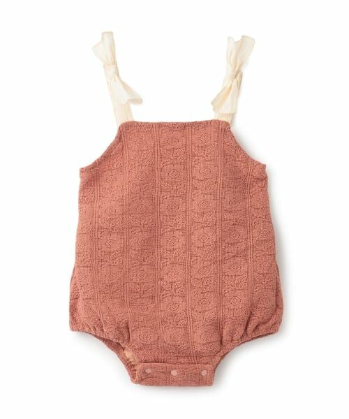 petit main / プティマイン ベビー・キッズウエア | レースサロペット/E（ライト オレンジ）