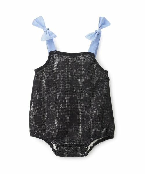petit main / プティマイン ベビー・キッズウエア | レースサロペット/E（黒）