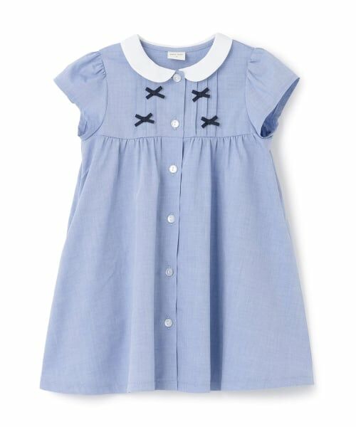 petit main / プティマイン ドレス | ちびリボンピンタックワンピース（ブルー）