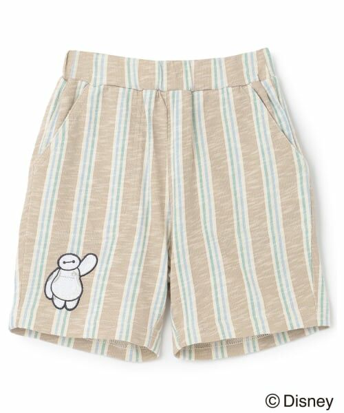 petit main / プティマイン ショート・ハーフ・半端丈パンツ | 【Disney】/【Disney/Pixar】ベイマックス / カーズ/ カットハーフパンツ(ストライプ)