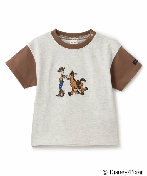 petit main / プティマイン Tシャツ | 【Pixer】TOY STORY / アップリケ半袖Tシャツ（ベージュ）