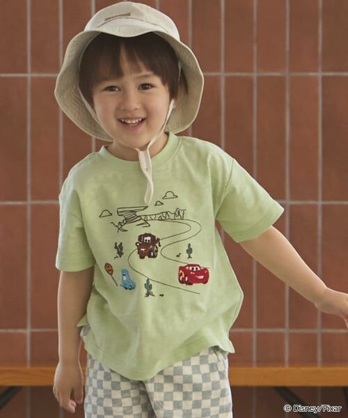 petit main / プティマイン Tシャツ | 【Disney/Pixar】【接触冷感】カーズ / アップリケTシャツ（ライト グリーン）
