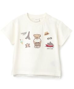 petit main / プティマイン Tシャツ | 【接触冷感】くま旅アップリケ半袖Tシャツ