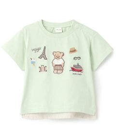 petit main / プティマイン Tシャツ | 【接触冷感】くま旅アップリケ半袖Tシャツ