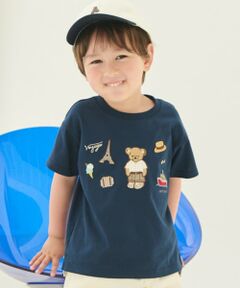 petit main / プティマイン Tシャツ | 【接触冷感】くま旅アップリケ半袖Tシャツ