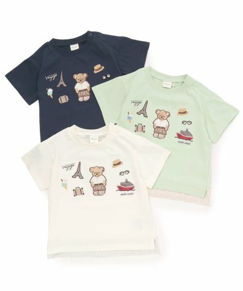 petit main / プティマイン Tシャツ | 【接触冷感】くま旅アップリケ半袖Tシャツ | 詳細11
