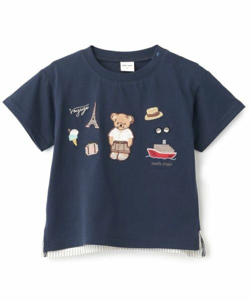 petit main / プティマイン Tシャツ | 【接触冷感】くま旅アップリケ半袖Tシャツ | 詳細3