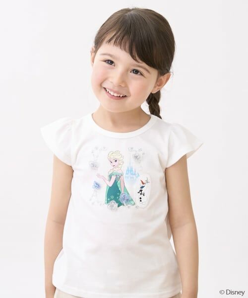 petit main / プティマイン Tシャツ | 【Disney】グラフィックフリルT（オフ ホワイト）