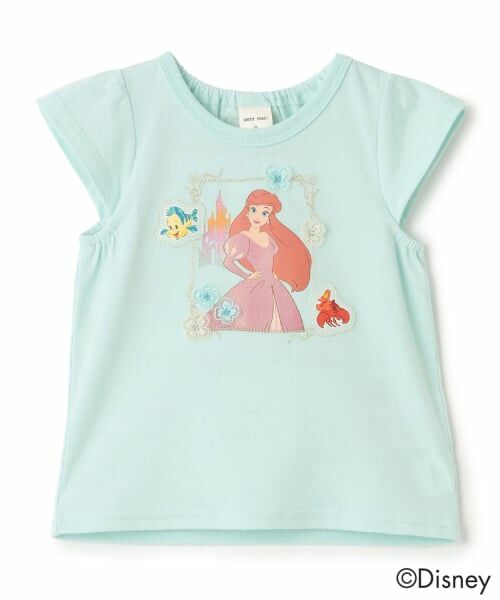 petit main / プティマイン Tシャツ | 【Disney】グラフィックフリルT（エメラルド グリーン）
