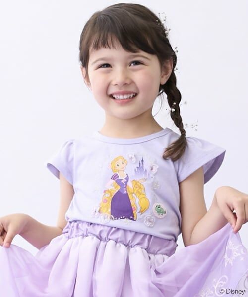 petit main / プティマイン Tシャツ | 【Disney】グラフィックフリルT（ラベンダー）