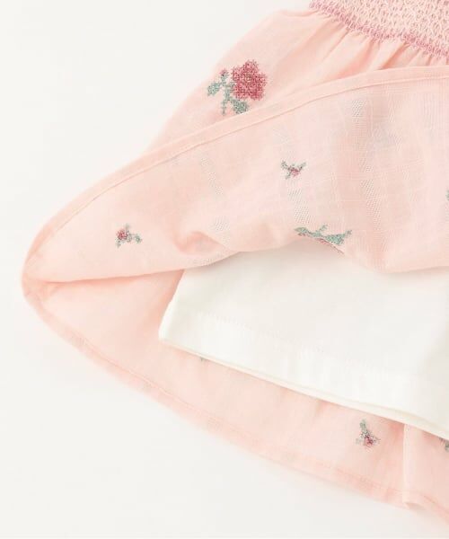 petit main / プティマイン Tシャツ | 【リンク】クロスステッチ花ドッキングTシャツ | 詳細5