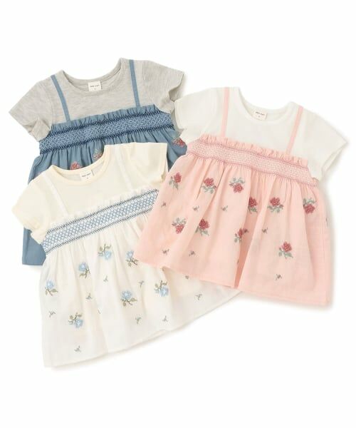 petit main / プティマイン Tシャツ | 【リンク】クロスステッチ花ドッキングTシャツ | 詳細7