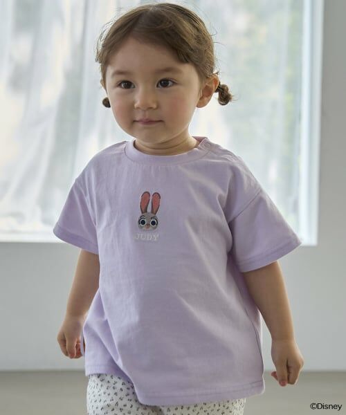 petit main / プティマイン Tシャツ | 【ズートピア】【接触冷感】フェイスモチーフTシャツ(ラベンダー)