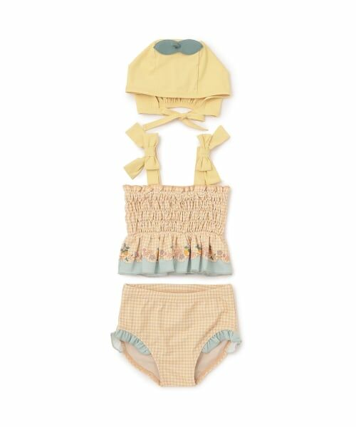 petit main / プティマイン 水着・スイムグッズ | baby キャップつきフルーツ柄ビキニ（黄）