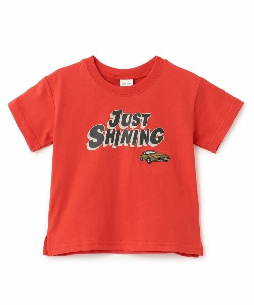 petit main / プティマイン Tシャツ | 【プティプラ/WEB先行】ロゴ半袖Tシャツ(赤)