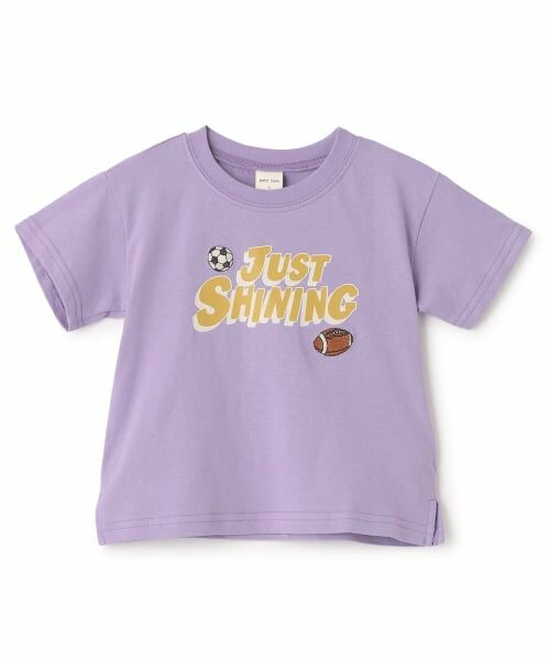 petit main / プティマイン Tシャツ | 【プティプラ/WEB先行】ロゴ半袖Tシャツ(パープル)