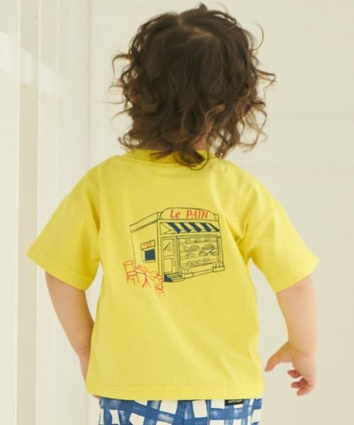 petit main / プティマイン Tシャツ | 【プティプラ/WEB先行】バックプリント半袖Tシャツ(黄)