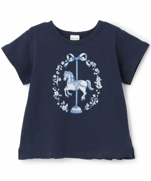 petit main / プティマイン Tシャツ | 【プティプラ/WEB別注】GIRLS 半袖Tシャツ（紺）