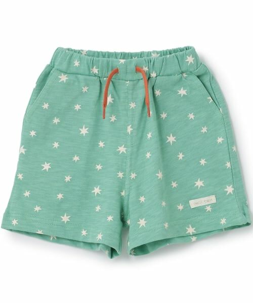 petit main / プティマイン ショート・ハーフ・半端丈パンツ | 総柄ショートパンツ(ライト グリーン)
