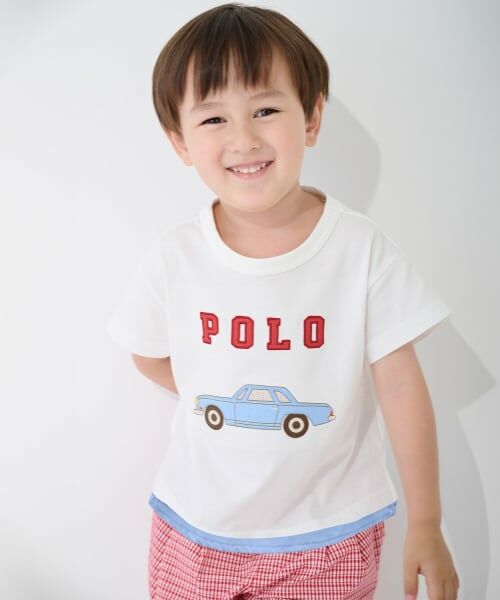 petit main / プティマイン Tシャツ | 【POLO BCS】アップリケ半袖Tシャツ（オフ ホワイト）