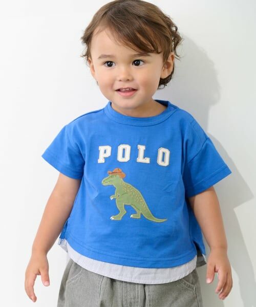 petit main / プティマイン Tシャツ | 【POLO BCS】アップリケ半袖Tシャツ（ロイヤル ブルー）
